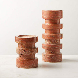 Terrace Stone Candle Holder-Neutral Decor