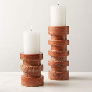 Terrace Stone Candle Holder-Neutral Decor
