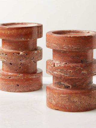 Terrace Stone Candle Holder-Neutral Decor
