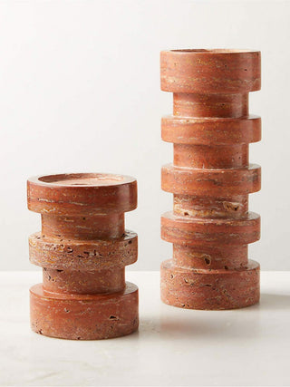 Terrace Stone Candle Holder-Neutral Decor