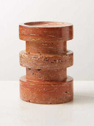 Terrace Stone Candle Holder-Neutral Decor