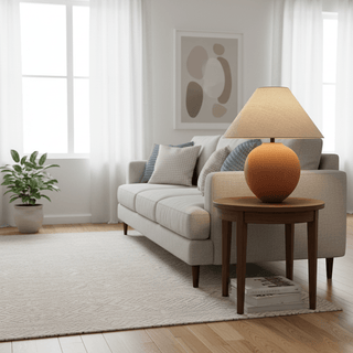 Terracotta Hued Ceramic Table Lamp-Neutral Decor