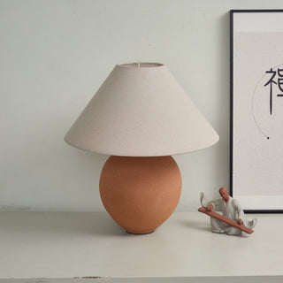 Terracotta Hued Ceramic Table Lamp-Neutral Decor