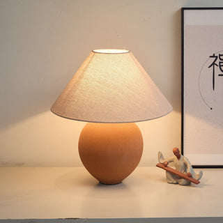 Terracotta Hued Ceramic Table Lamp-Neutral Decor