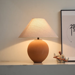 Terracotta Hued Ceramic Table Lamp-Neutral Decor