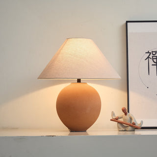 Terracotta Hued Ceramic Table Lamp-Neutral Decor