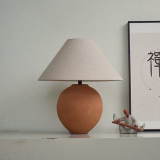 Terracotta Hued Ceramic Table Lamp-Neutral Decor