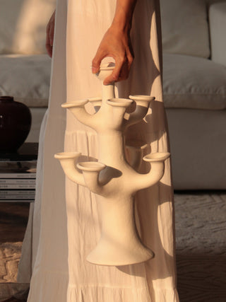 Terracotta Tree Candelabra-Neutral Decor