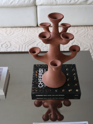 Terracotta Tree Candelabra-Neutral Decor