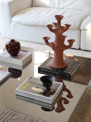 Terracotta Tree Candelabra-Neutral Decor