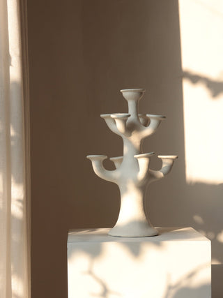 Terracotta Tree Candelabra-Neutral Decor