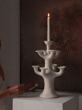 Terracotta Tree Candelabra-Neutral Decor