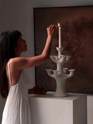 Terracotta Tree Candelabra-Neutral Decor