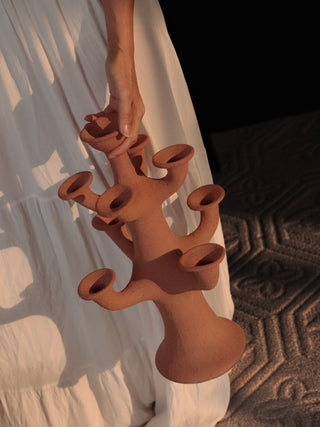 Terracotta Tree Candelabra-Neutral Decor