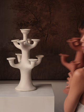 Terracotta Tree Candelabra-Neutral Decor