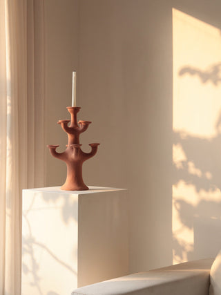 Terracotta Tree Candelabra-Neutral Decor
