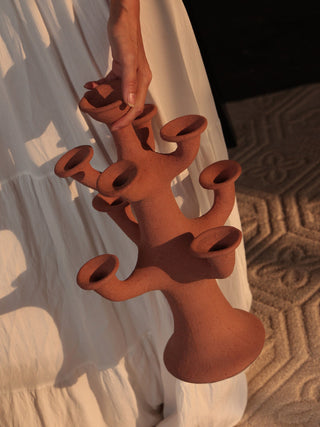 Terracotta Tree Candelabra-Neutral Decor