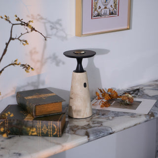 Vespera Lampe de Table en Travertin Sculptural