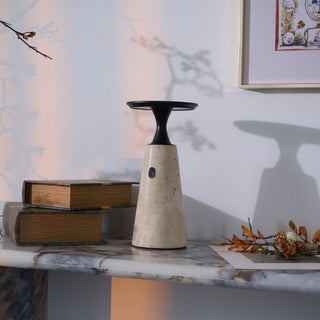 Vespera Lampe de Table en Travertin Sculptural