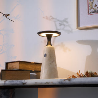 Vespera Lampe de Table en Travertin Sculptural