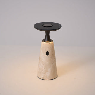 Vespera Lampe de Table en Travertin Sculptural