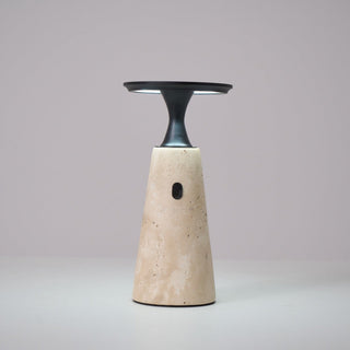 Vespera Lampe de Table en Travertin Sculptural
