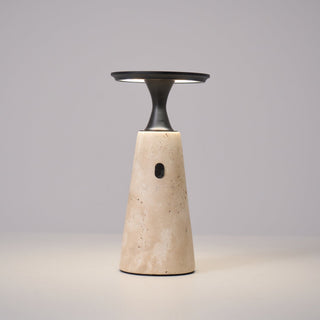 Vespera Lampe de Table en Travertin Sculptural