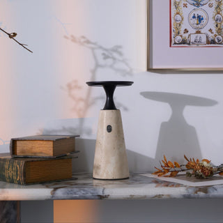 Vespera Lampe de Table en Travertin Sculptural