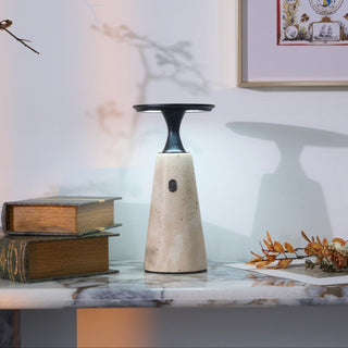 Vespera Lampe de Table en Travertin Sculptural
