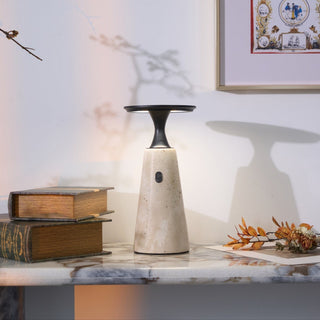 Vespera Lampe de Table en Travertin Sculptural