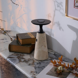 Vespera Lampe de Table en Travertin Sculptural