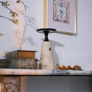 Vespera Lampe de Table en Travertin Sculptural