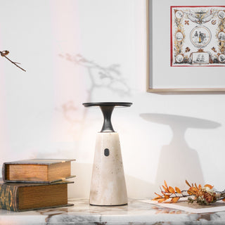 Vespera Lampe de Table en Travertin Sculptural