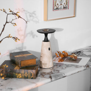 Vespera Lampe de Table en Travertin Sculptural