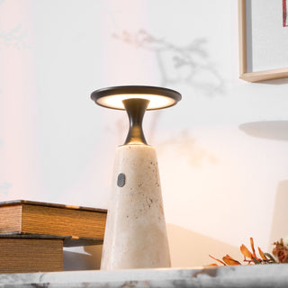Vespera Lampe de Table en Travertin Sculptural