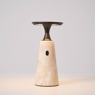 Vespera Lampe de Table en Travertin Sculptural