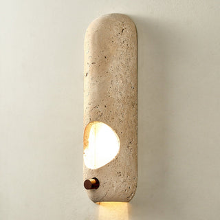 Travertine Oval Wall Sconce-Neutral Decor