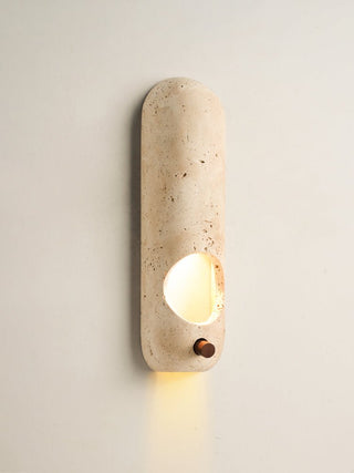 Travertine Oval Wall Sconce-Neutral Decor