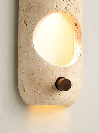Travertine Oval Wall Sconce-Neutral Decor