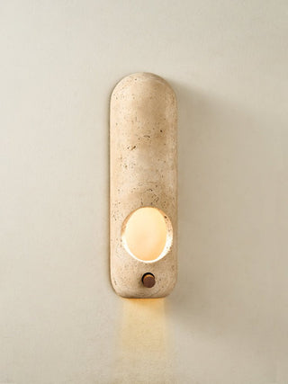Travertine Oval Wall Sconce-Neutral Decor