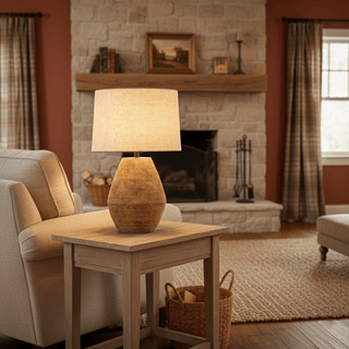 Textured Terracotta Toned Table Lamp-Neutral Decor