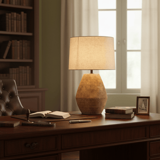 Textured Terracotta Toned Table Lamp-Neutral Decor