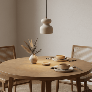 Textured Travertine Gourd Pendant Light-Neutral Decor