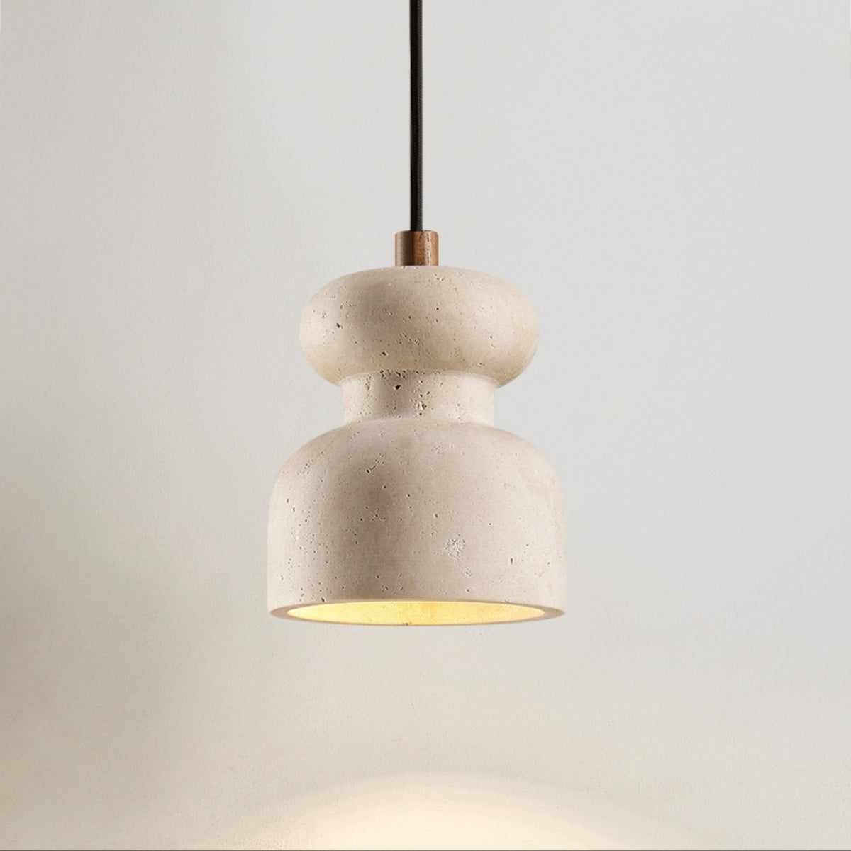 Textured Travertine Gourd Pendant Light-Neutral Decor
