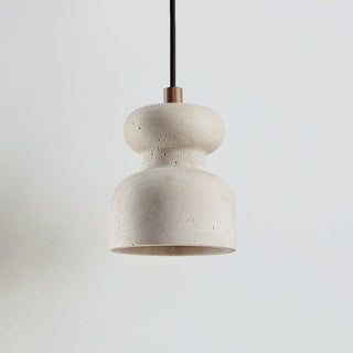 Textured Travertine Gourd Pendant Light-Neutral Decor