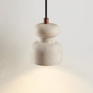 Textured Travertine Gourd Pendant Light-Neutral Decor