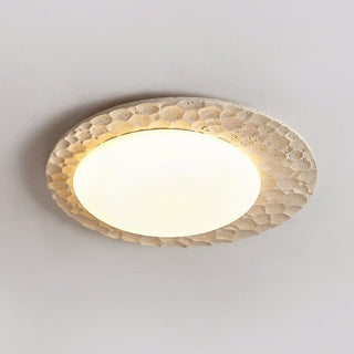 Textured Organic Travertine Ceiling Lamp-Neutral Decor