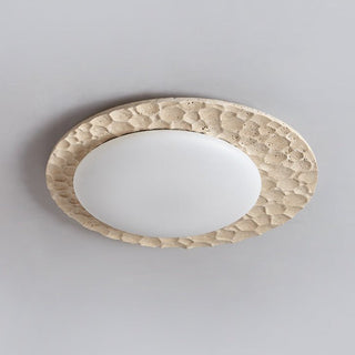 Textured Organic Travertine Ceiling Lamp-Neutral Decor