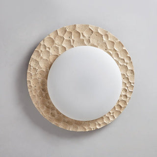 Textured Organic Travertine Ceiling Lamp-Neutral Decor
