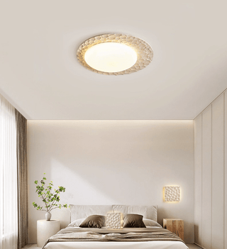 Textured Organic Travertine Ceiling Lamp-Neutral Decor